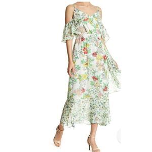 Nanette, Nanette Lepore Cold Shoulder Floral Print Dress on White, EUC, SZ.6
